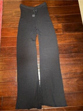 DISSH Black Open Knit Crochet Pants Size M Semi Sheer Viscose Blend